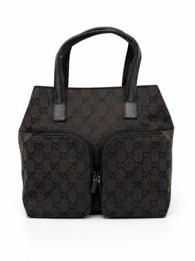 Gucci Black Monogram Canvas Dual-Pocket Tote